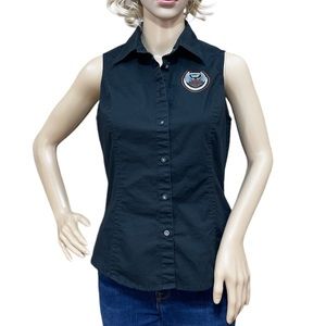 HARLEY-DAVIDSON Women’s Fitted Black Short Sleeve Button Down Shirt Size Medium